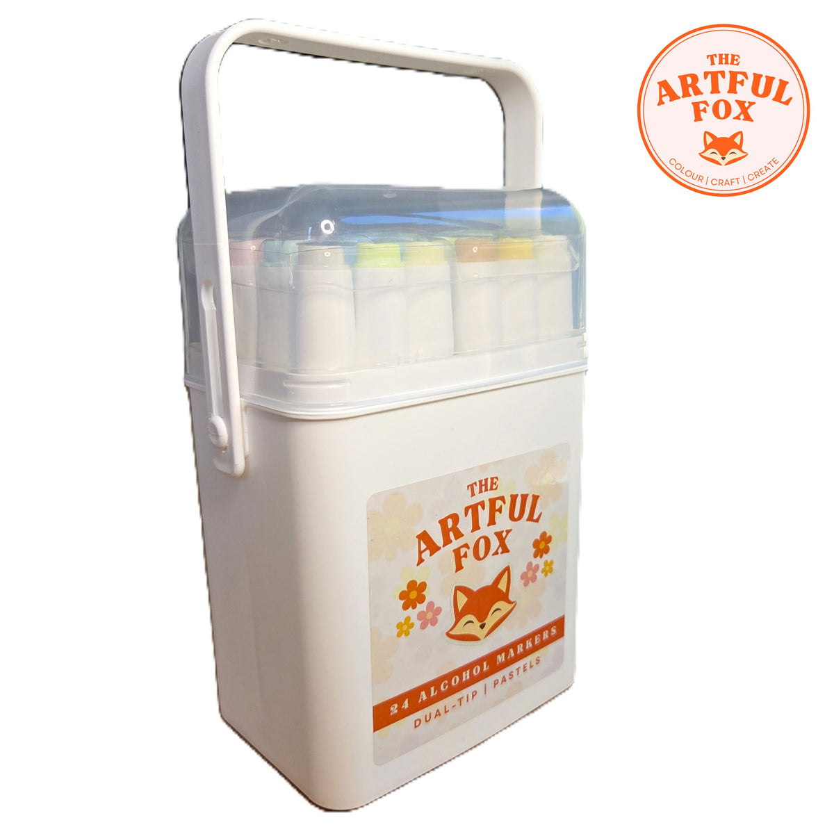 pastel alcohol marker set in storage carry case with handle