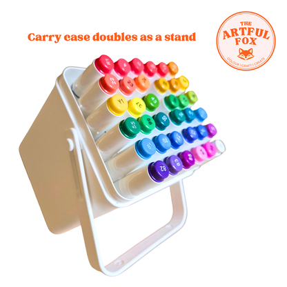 36 Brights Alcohol Marker Set – Dual Tip Brush & Fine Nib