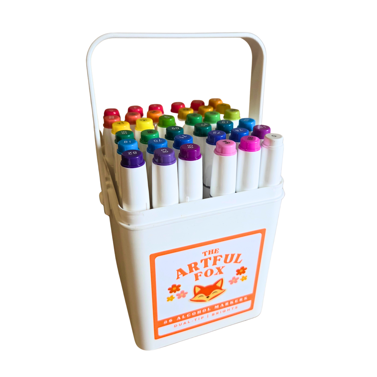 36 Brights Alcohol Marker Set – Dual Tip Brush & Fine Nib