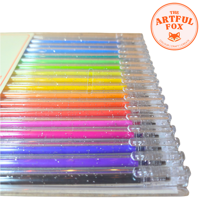 Glitter Gel Pens - Gemstone Gels - Smooth 1mm Glitter Pens for Journaling, Lettering, Crafts & Creative Projects
