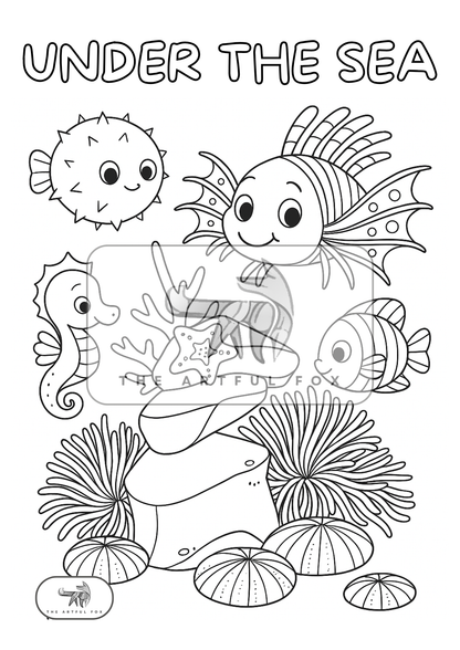 Cute Under the Sea Themed Colouring for Adults & Kids | Paint & Pen-Friendly Mindful Masterpieces – 10 Watercolour Sheets for Calm & Creativity on 190 GSM Paper