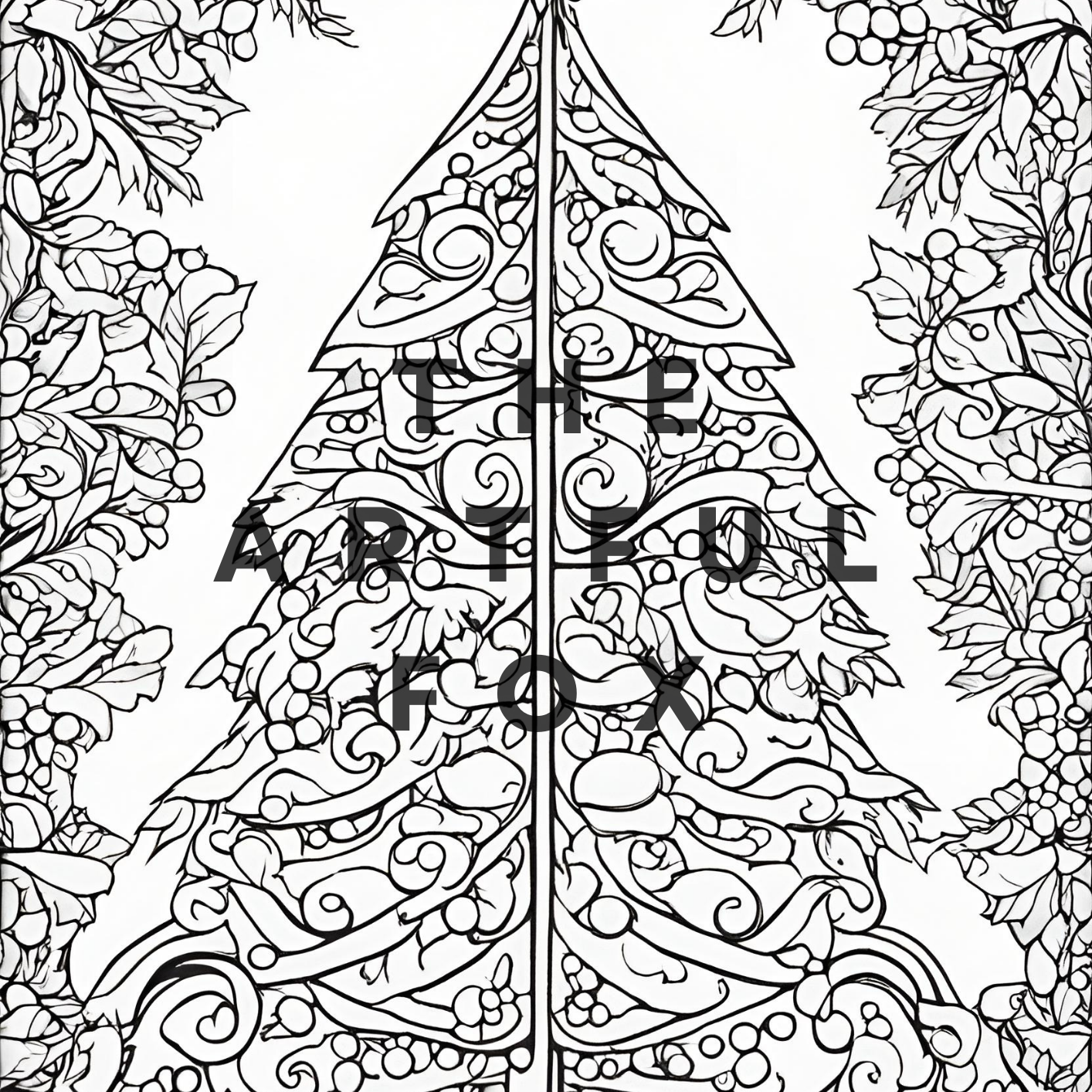Christmas Mindful Masterpieces – 10 Watercolour Sheets for Calm & Creativity | Christmas Themed Colouring for Adults & Kids on 190 GSM Paper