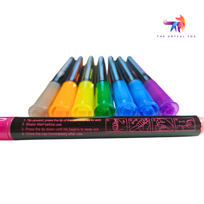 8 Metallic Outline Markers by The Artful Fox - Self-Outlining Pens with Silver Ink & Rainbow Accents - Water-Based for Arts, Crafts & Scrapbooking