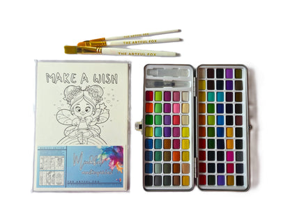 Magical Kingdom Mindful Masterpieces – 10 Watercolour Sheets for Calm & Creativity | Cute Themed Colouring for Adults & Kids on 190 GSM Paper