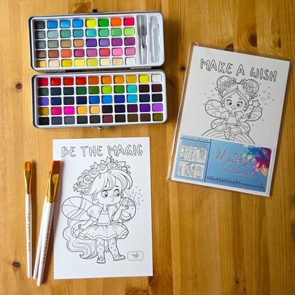 Magical Kingdom Mindful Masterpieces – 10 Watercolour Sheets for Calm & Creativity | Cute Themed Colouring for Adults & Kids on 190 GSM Paper