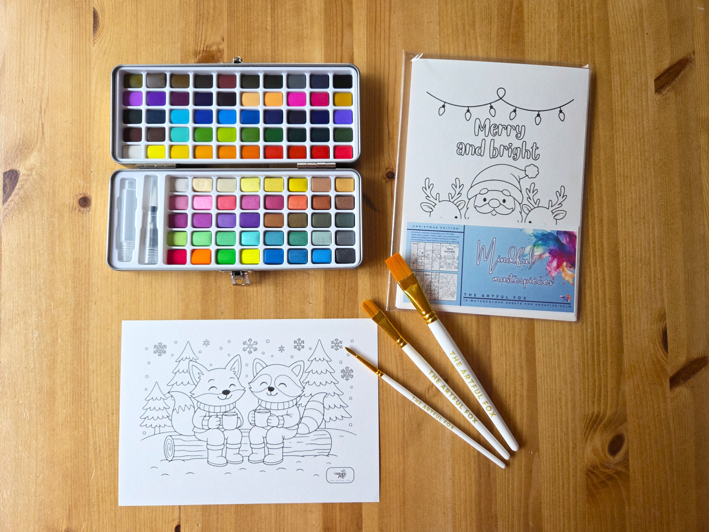 Cute Christmas Themed Colouring for Adults & Kids | Paint & Pen-Friendly Christmas Mindful Masterpieces – 10 Watercolour Sheets for Calm & Creativity on 190 GSM Paper