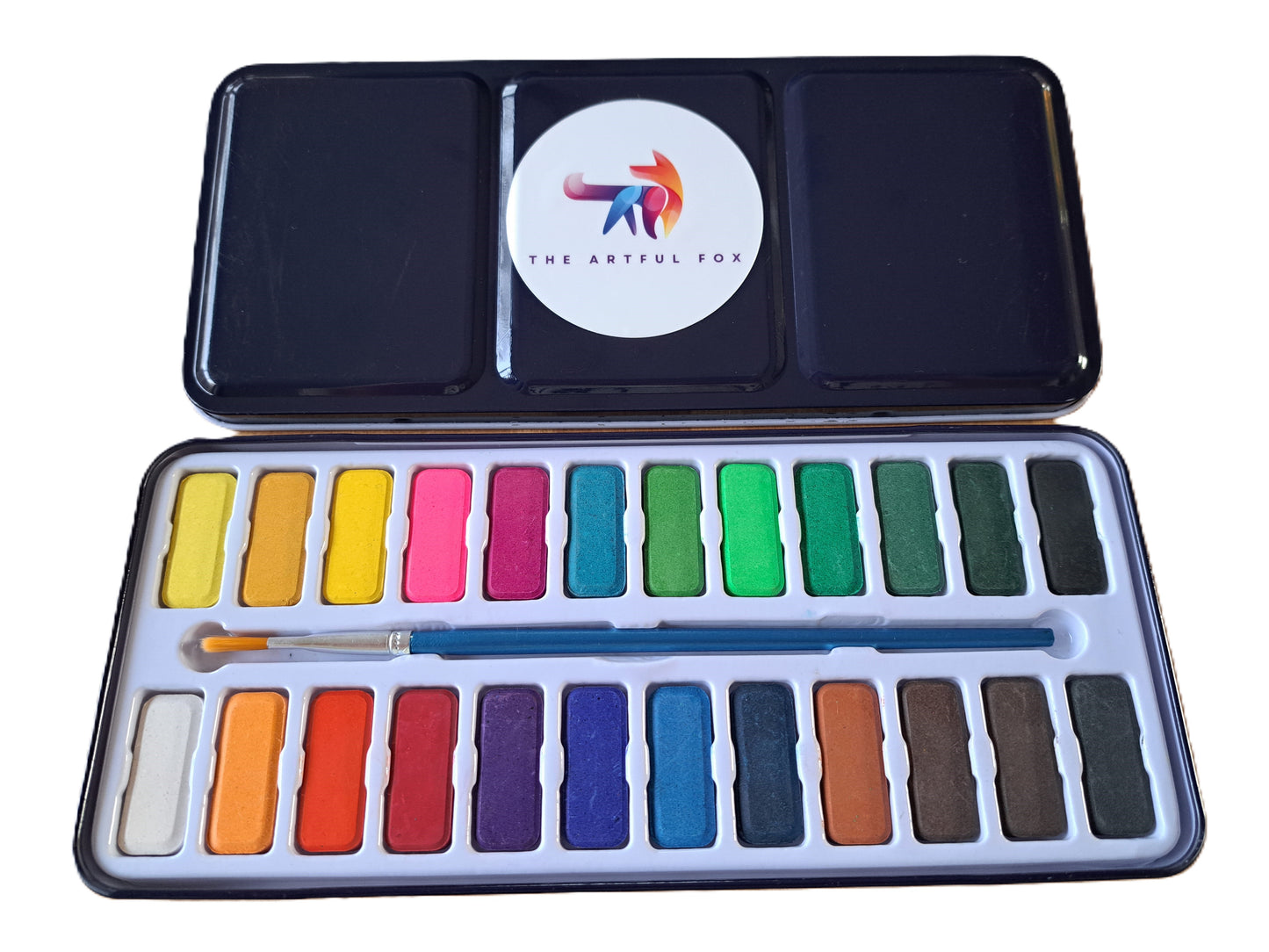 The Artful Fox Budget Beginner's Bundle: 24 Shade Watercolour Paint Set & Essential Supplies