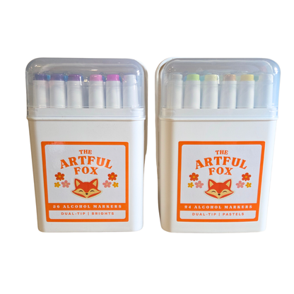60 Alcohol Marker Bundle – Pastels & Brights Dual Tip Brush & Fine Nib