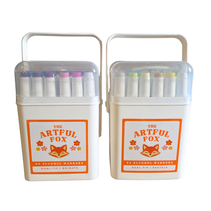 60 Alcohol Marker Bundle – Pastels & Brights Dual Tip Brush & Fine Nib