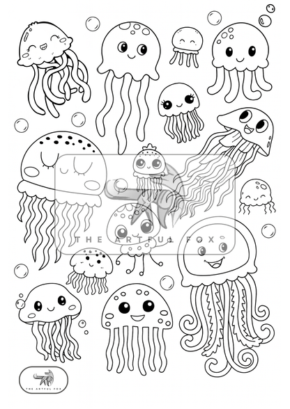 Cute Under the Sea Themed Colouring for Adults & Kids | Paint & Pen-Friendly Mindful Masterpieces – 10 Watercolour Sheets for Calm & Creativity on 190 GSM Paper