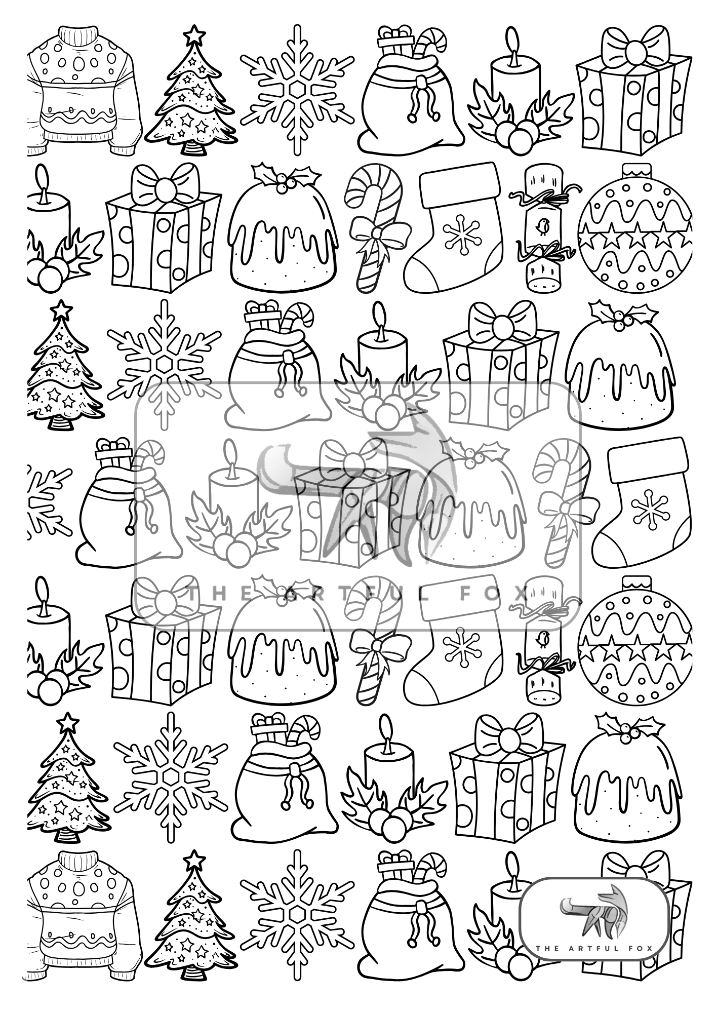 Cute Christmas Themed Colouring for Adults & Kids | Paint & Pen-Friendly Christmas Mindful Masterpieces – 10 Watercolour Sheets for Calm & Creativity on 190 GSM Paper