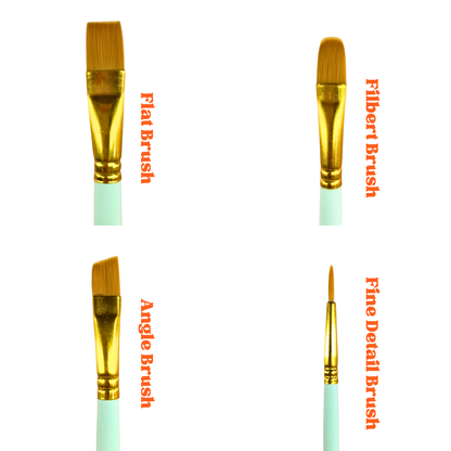 The Artful Fox Professional Paintbrush Set – 4 Precision Brushes