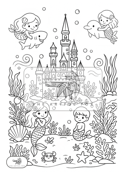 Cute Under the Sea Themed Colouring for Adults & Kids | Paint & Pen-Friendly Mindful Masterpieces – 10 Watercolour Sheets for Calm & Creativity on 190 GSM Paper
