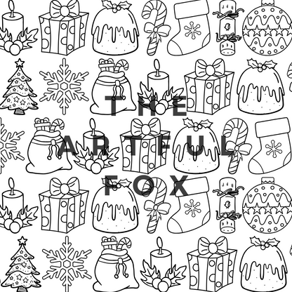 Christmas Mindful Masterpieces – 10 Watercolour Sheets for Calm & Creativity | Christmas Themed Colouring for Adults & Kids on 190 GSM Paper