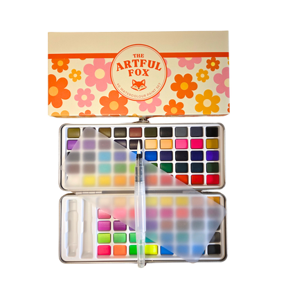 90 Colour Watercolour Paint Set – Travel Watercolour Tin with Refillable Water Brush Pen for Adults, Beginners & Kids | The Artful Fox