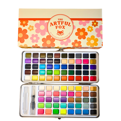 90 Colour Watercolour Paint Set – Travel Watercolour Tin with Refillable Water Brush Pen for Adults, Beginners & Kids | The Artful Fox