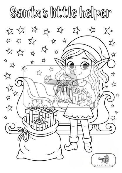 Cute Christmas Themed Colouring for Adults & Kids | Paint & Pen-Friendly Christmas Mindful Masterpieces – 10 Watercolour Sheets for Calm & Creativity on 190 GSM Paper