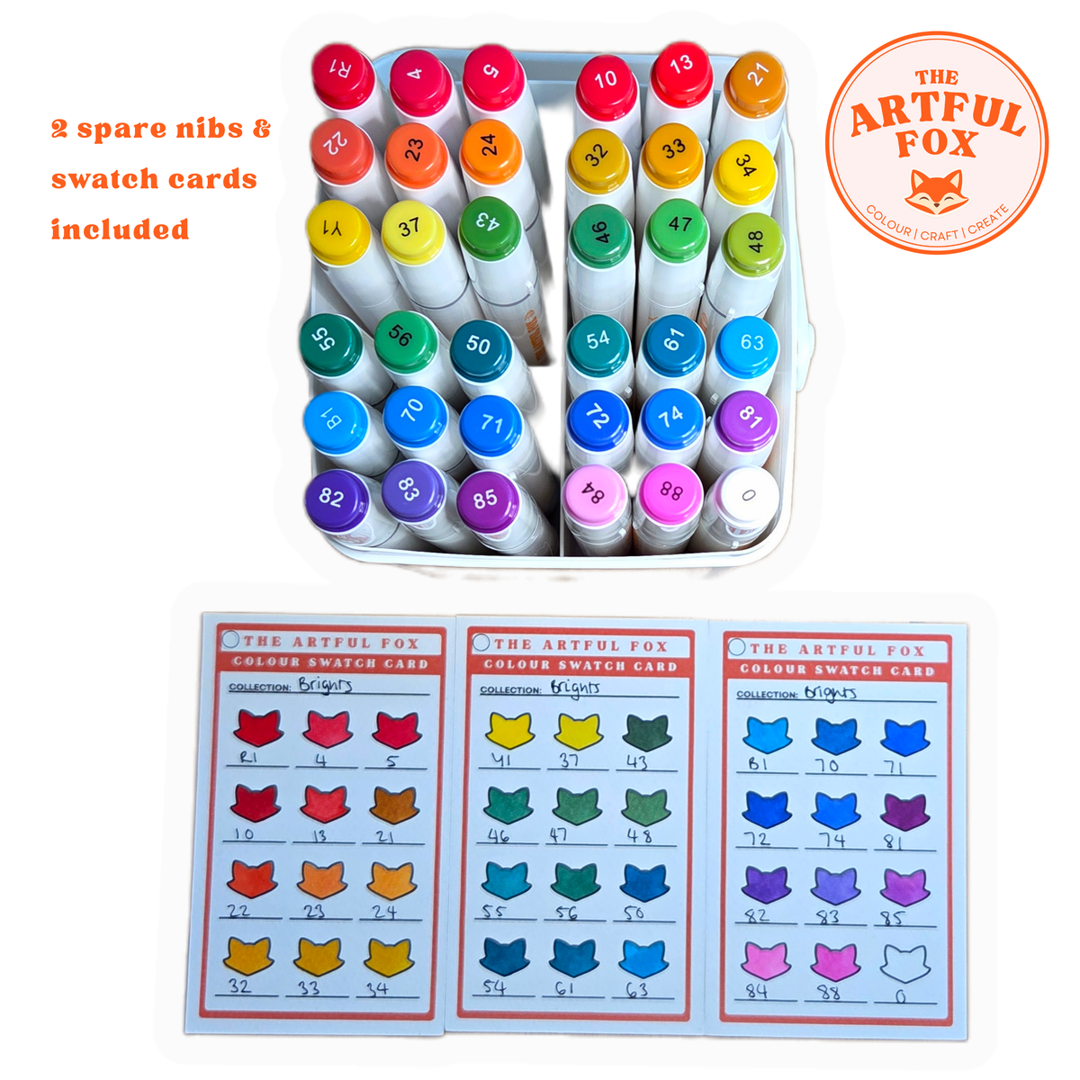36 Brights Alcohol Marker Set – Dual Tip Brush & Fine Nib