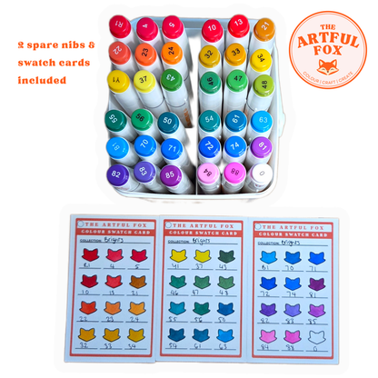 36 Brights Alcohol Marker Set – Dual Tip Brush & Fine Nib