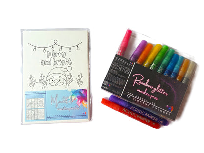 Cute Christmas Themed Colouring for Adults & Kids | Paint & Pen-Friendly Christmas Mindful Masterpieces – 10 Watercolour Sheets for Calm & Creativity on 190 GSM Paper