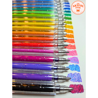 Glitter Gel Pens - Gemstone Gels - Smooth 1mm Glitter Pens for Journaling, Lettering, Crafts & Creative Projects