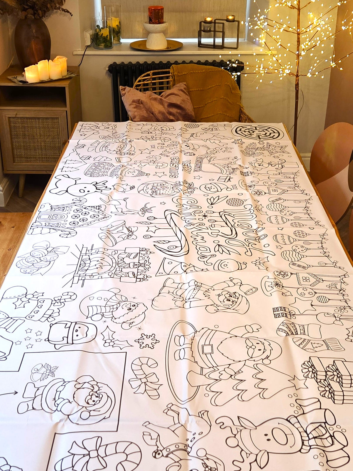 Giant Christmas Colouring Tablecloth | Kids Christmas Activity | 183 × 86cm