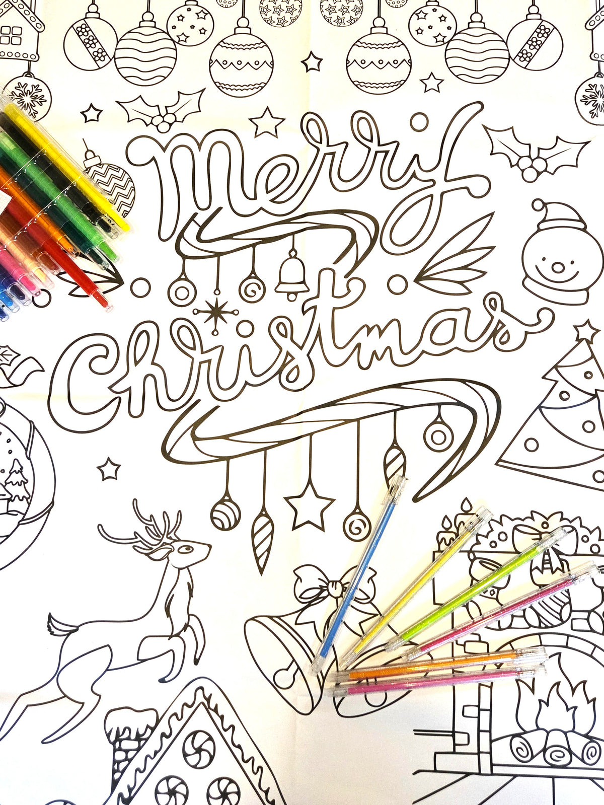 Giant Christmas Colouring Tablecloth | Kids Christmas Activity | 183 × 86cm