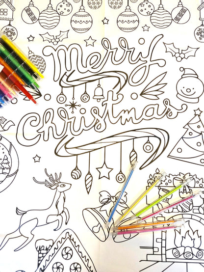 Giant Christmas Colouring Tablecloth | Kids Christmas Activity | 183 × 86cm
