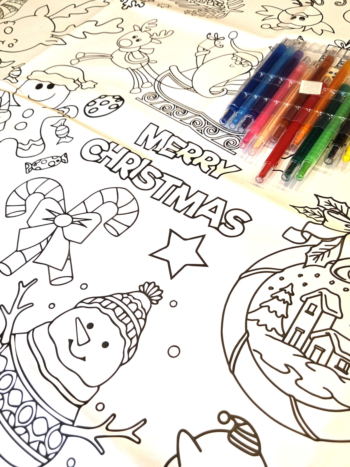 Giant Christmas Colouring Tablecloth | Kids Christmas Activity | 183 × 86cm