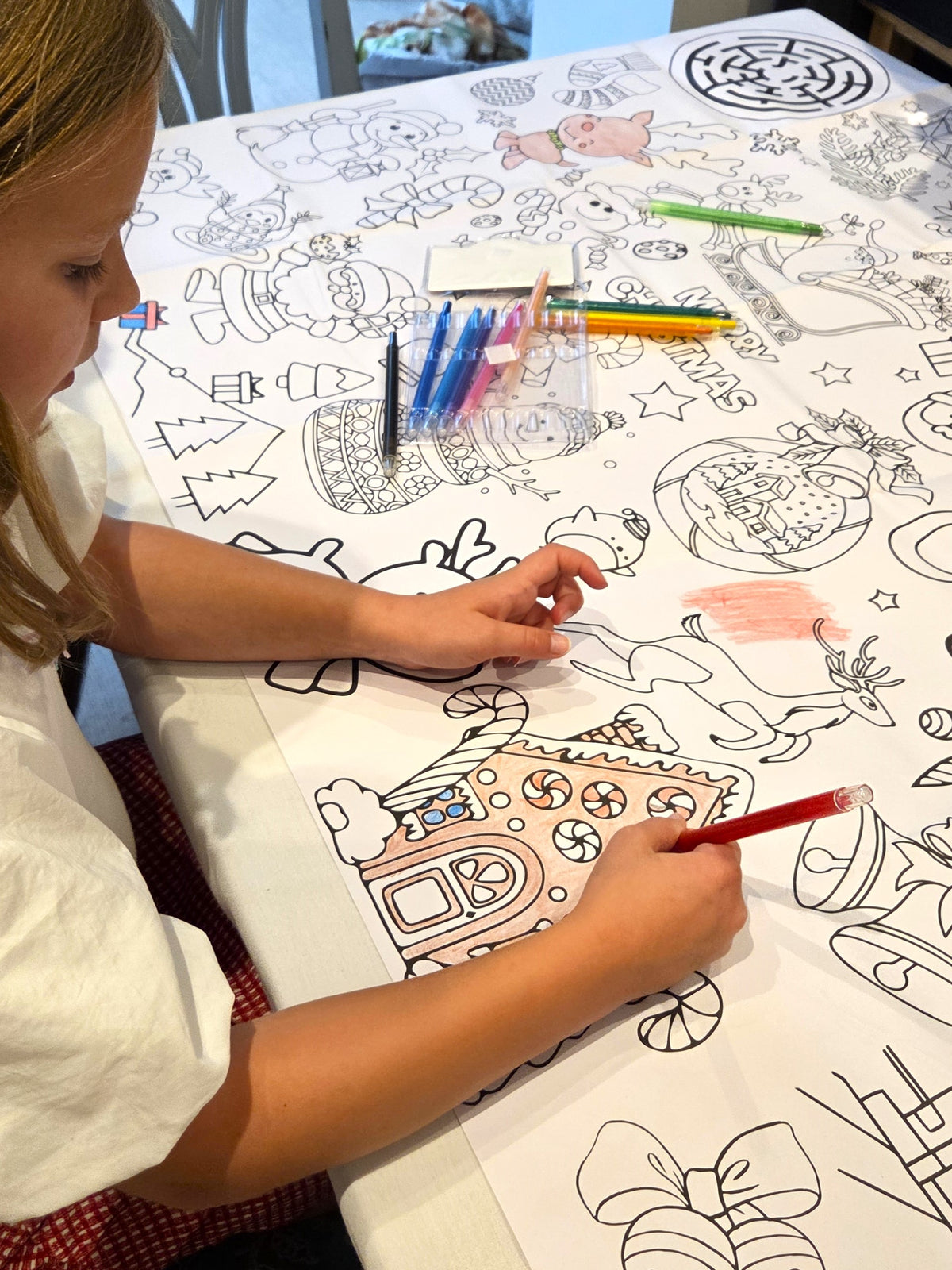 Giant Christmas Colouring Tablecloth | Kids Christmas Activity | 183 × 86cm