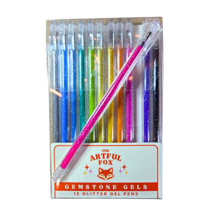 Glitter Gel Pens - Gemstone Gels - Smooth 1mm Glitter Pens for Journaling, Lettering, Crafts & Creative Projects