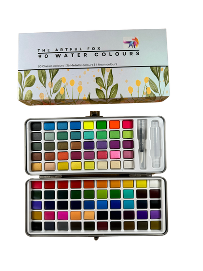 The Artful Fox Premium Starter Set: 90 Shade Watercolour Paint Set & Essential Art Supplies