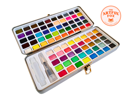 90 Colour Watercolour Paint Set – Travel Watercolour Tin with Refillable Water Brush Pen for Adults, Beginners & Kids | The Artful Fox