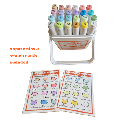 24 Pastels Alcohol Marker Set – Dual Tip Brush & Fine Nib