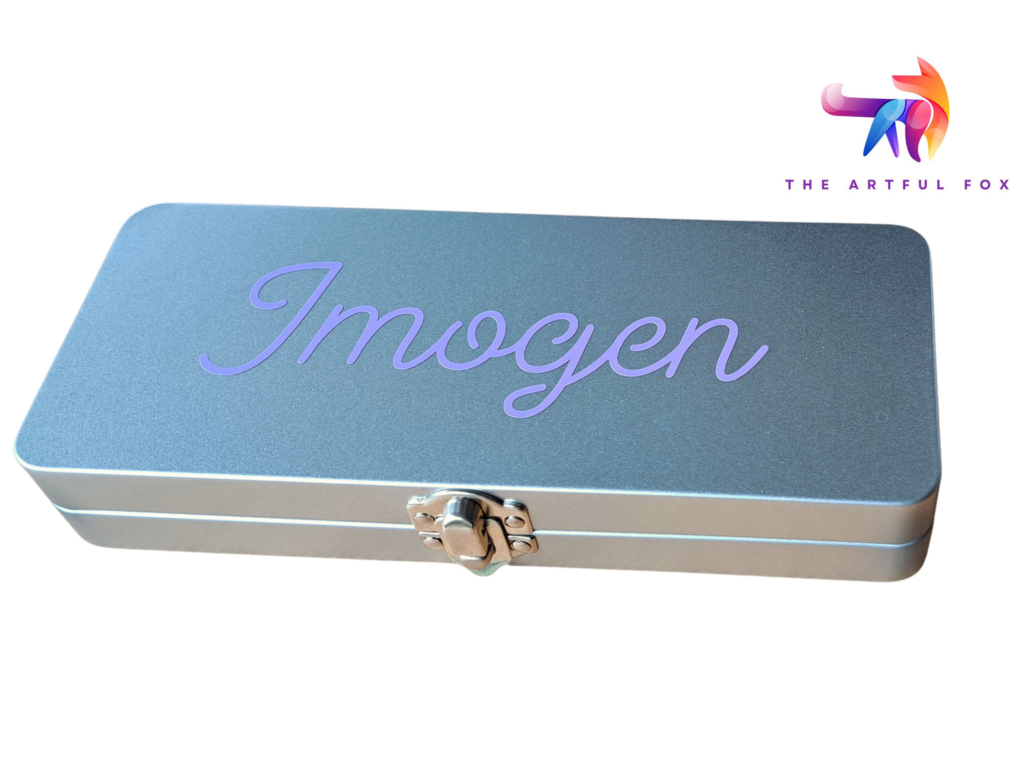 Personalised watercolour paint set with 90 vibrant colours, in attractive tin. Includes refillable watercolour paintbrush! Perfect crafting gift for art lovers and creative kids by The Artful Fox