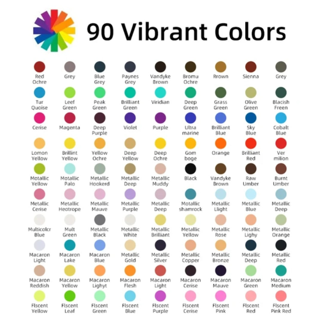 Personalised watercolour paint set with 90 vibrant colours, in attractive tin. Includes refillable watercolour paintbrush! Perfect crafting gift for art lovers and creative kids by The Artful Fox