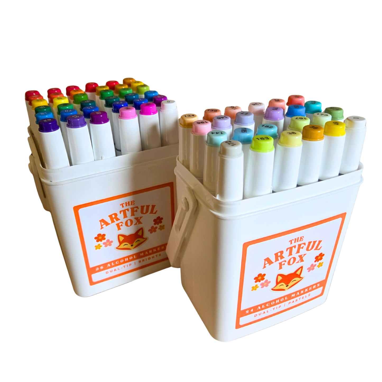 60 Alcohol Marker Bundle – Pastels & Brights Dual Tip Brush & Fine Nib