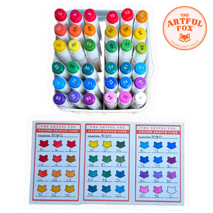 36 bright colour alcohol marker set with swatch cards and colour chart by The Artful Fox