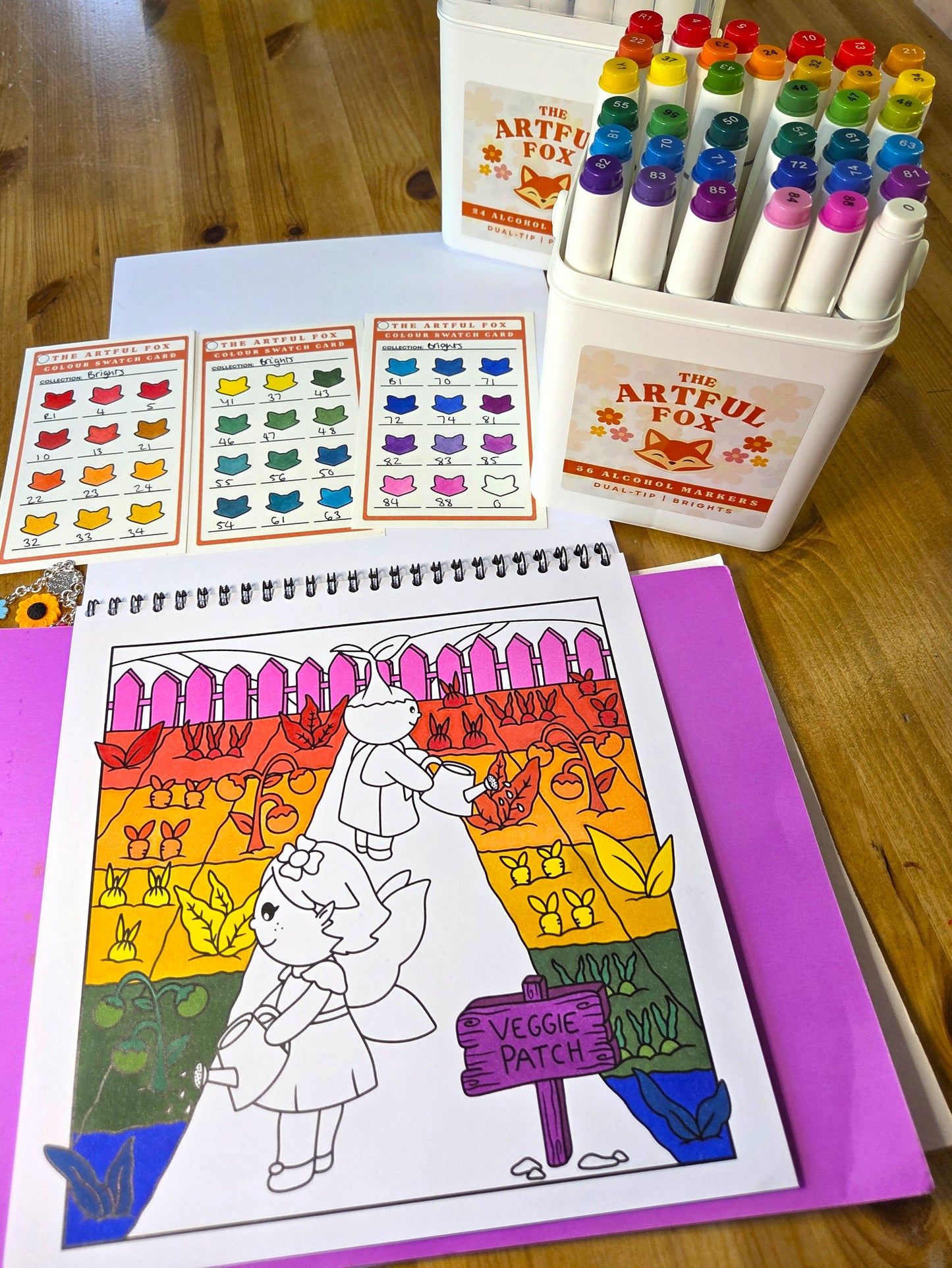 dual tip alcohol markers used on colouring page showing smooth blending and vibrant colour gradients by The Artful Fox