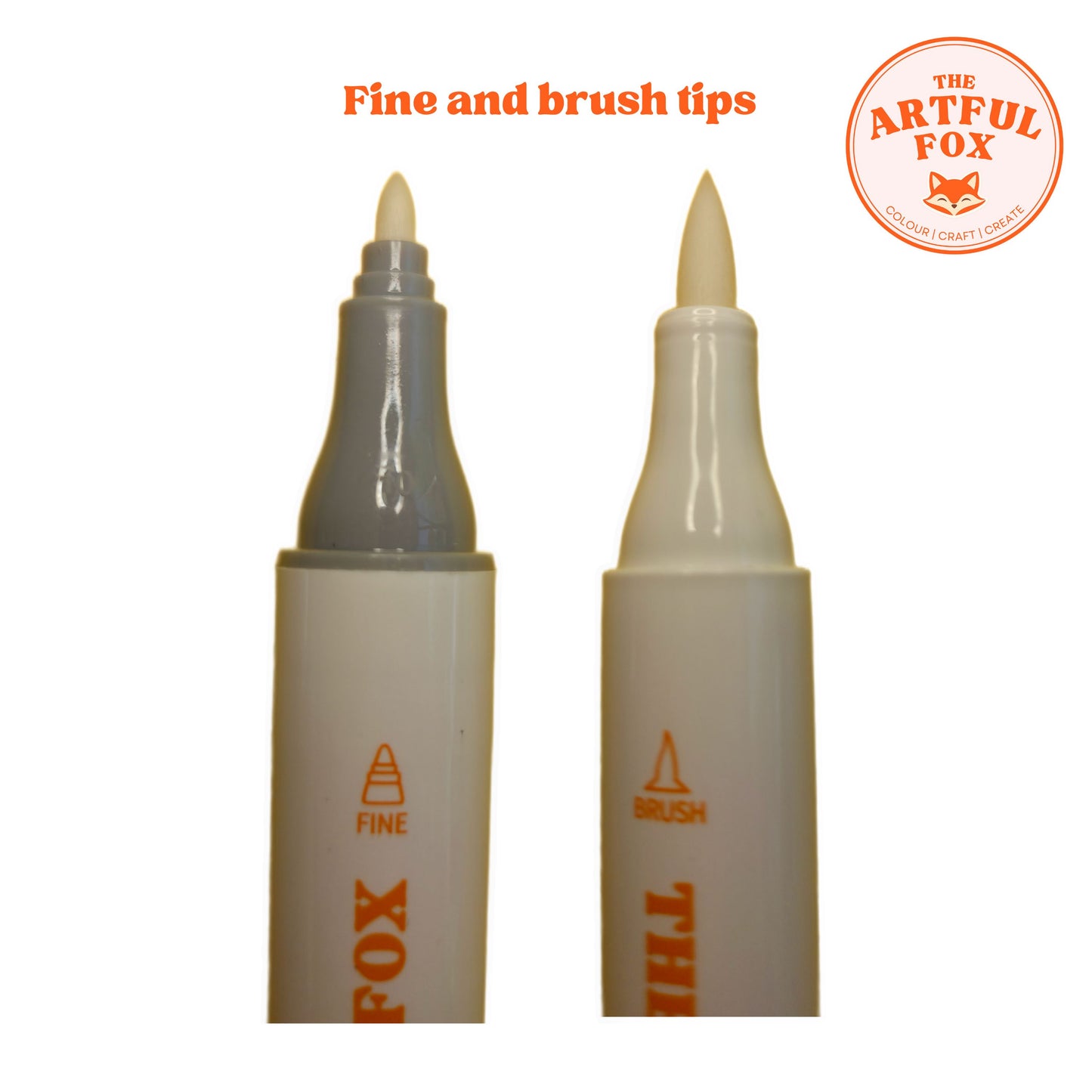 dual tip alcohol marker showing fine tip and brush tip nibs by The Artful Fox.