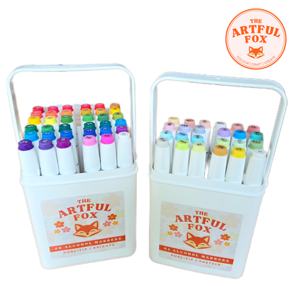 PRE-ORDER - 60 Alcohol Marker Bundle – Pastels & Brights Dual Tip Brush & Fine Nib