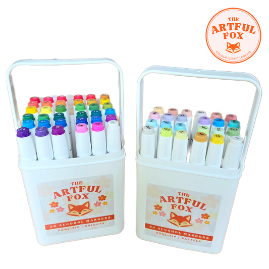 PRE-ORDER - 60 Alcohol Marker Bundle – Pastels & Brights Dual Tip Brush & Fine Nib