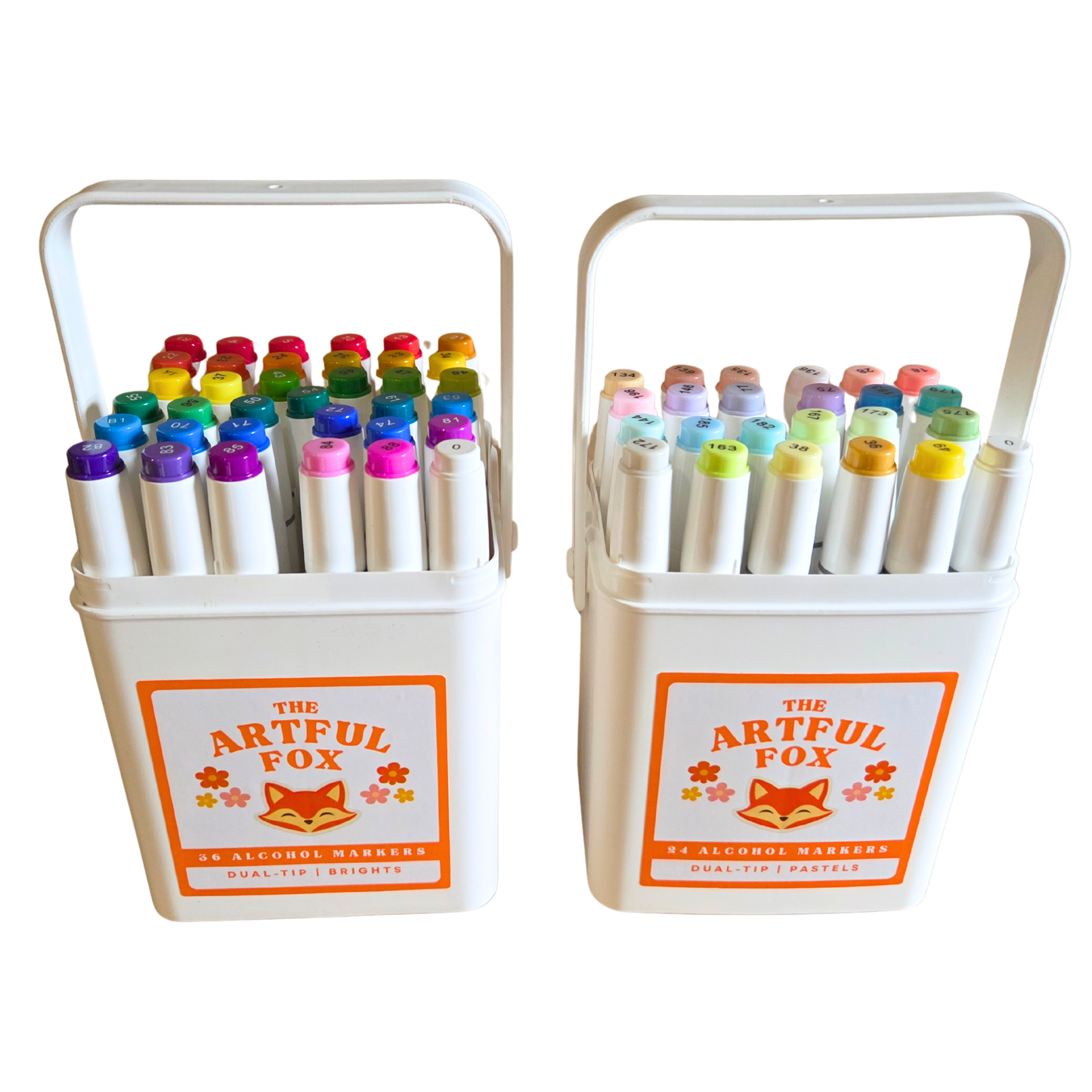 60 Alcohol Marker Bundle – Pastels & Brights Dual Tip Brush & Fine Nib