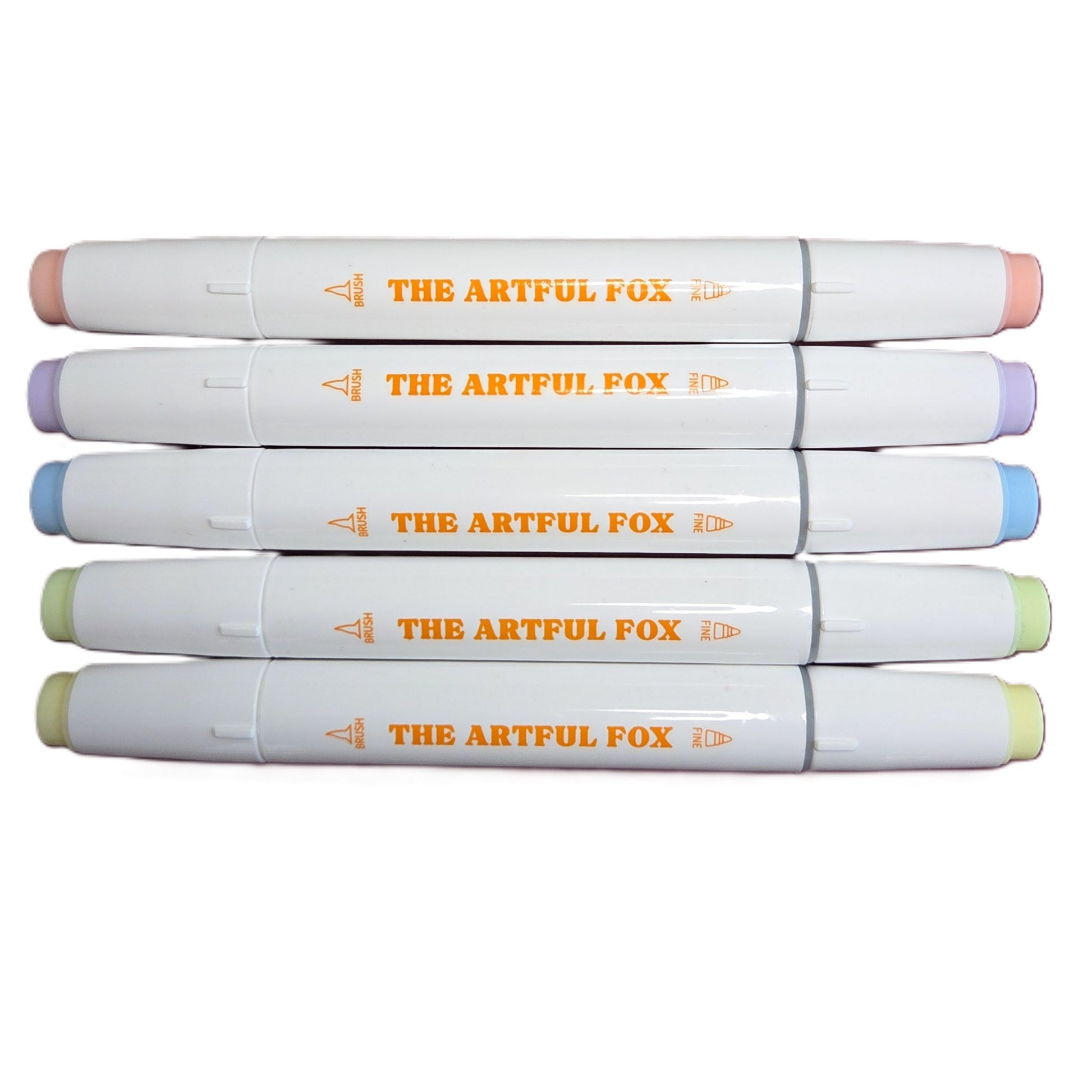 pastel dual tip alcohol markers with colour coded caps displayed