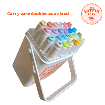 24 Pastels Alcohol Marker Set – Dual Tip Brush & Fine Nib